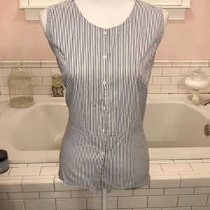 Neiman Marcus navy and white pin strip tunic shirt size XL